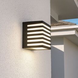 CGC Lighting 'Sirolo' Black Square LED Outdoor Cube Wall Light Decorative Grill 4000k IP54 10W 1000lm - thumbnail 1