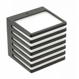 CGC Lighting 'Sirolo' Black Square LED Outdoor Cube Wall Light Decorative Grill 4000k IP54 10W 1000lm - thumbnail 3
