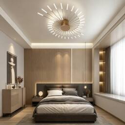 COMELY Modern LED Ceiling Light, 42 Heads Flush Ceiling Lights, Natural Light in Gold - thumbnail 7