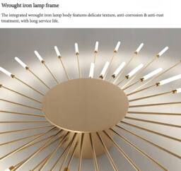 COMELY Modern LED Ceiling Light, 42 Heads Flush Ceiling Lights, Natural Light in Gold - thumbnail 5