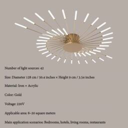 COMELY Modern LED Ceiling Light, 42 Heads Flush Ceiling Lights, Natural Light in Gold - thumbnail 3