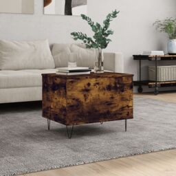 Berkfield Home Coffee Table Smoked Oak 60x44.5x45 cm Engineered Wood in Brown - thumbnail 1