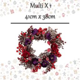 VFM e-Store Christmas Wreath Decoration 41cm x 38cm Multi X 1 - Size: 41 cm x 38 cm - thumbnail 2