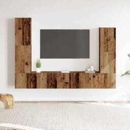 Berkfield Home 4 Piece TV Cabinet Set Wall-mounted Old Wood Engineered Wood - thumbnail 2