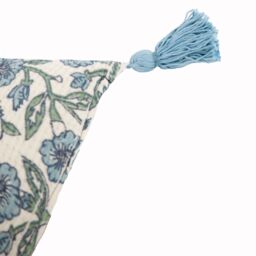 Paoletti Delphine Floral Tasselled 100% Cotton Cushion in Mid Blue - Size: 40 cm x 60 cm - thumbnail 4