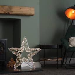 Samuel Alexander 60cm Light up Iridescent Shimmer Christmas Star with 1440 White LEDs in Clear - thumbnail 3