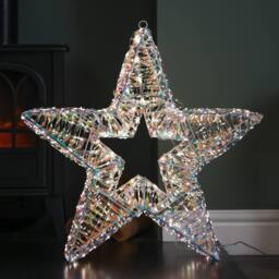 Samuel Alexander 60cm Light up Iridescent Shimmer Christmas Star with 1440 White LEDs in Clear - thumbnail 2