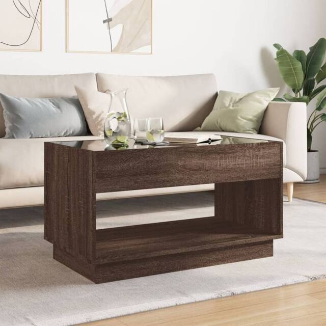Berkfield Home Decorative Coffee Table with Infinity LED Brown Oak 90x50x50 cm - Size: 90 x 50 x 50 cm - image 1