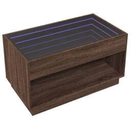 Berkfield Home Decorative Coffee Table with Infinity LED Brown Oak 90x50x50 cm - Size: 90 x 50 x 50 cm - thumbnail 5