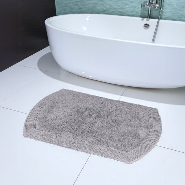Showerdrape Ultra 100% Cotton Grey Reversible Bath Mat 800 x 500mm - image 1