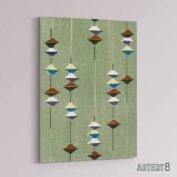 "Artery8 Vintage Japanese Textile Pattern Canvas Wall Art Print Korin in Green - Size: W18"" x H24""" - thumbnail 2