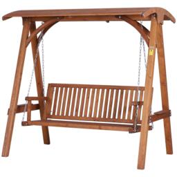 Wooden Garden Swing Chair Seat Hammock Bench Lounger Outdoor 3 Seater, Natural