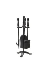 JVL Colchester 3 Piece Companion Set + Stand in Black - thumbnail 1