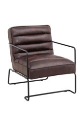H&O Direct Mid-Century Modern PU leatherArmchair in Brown - thumbnail 4