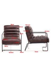 H&O Direct Mid-Century Modern PU leatherArmchair in Brown - thumbnail 2