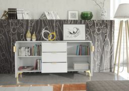 Creative Furniture Tide Crest Sideboard Gold 140cm - Modern Fluted Design in Grey or White - thumbnail 5
