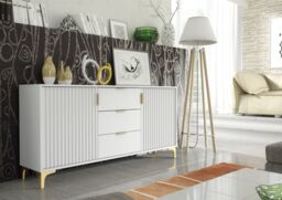 Creative Furniture Tide Crest Sideboard Gold 140cm - Modern Fluted Design in Grey or White - thumbnail 3