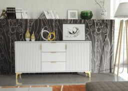 Creative Furniture Tide Crest Sideboard Gold 140cm - Modern Fluted Design in Grey or White - thumbnail 9