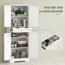 FORGEVIO Tall Bathroom Cabinet, Storage Cupboard with Drawer in Warm White - thumbnail 3