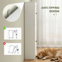 FORGEVIO Tall Bathroom Cabinet, Storage Cupboard with Drawer in Warm White - thumbnail 4