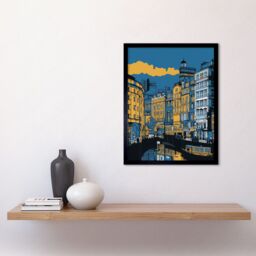 "Artery8 Wall Art Print Leeds Dock Cityscape Colour Block Art Framed in Black - Size: W12"" x H16""" - thumbnail 2