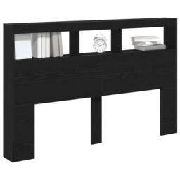 Berkfield Home Headboard Cabinet with LED Black Oak 160x17x102 cm - Size: 160 x 17 x 102 cm - thumbnail 5