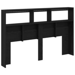 Berkfield Home Headboard Cabinet with LED Black Oak 160x17x102 cm - Size: 160 x 17 x 102 cm - thumbnail 9