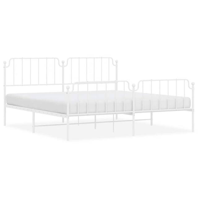 Berkfield Home Metal Bed Frame with Headboard & Footboard White 193x203 cm - image 1