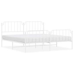 Berkfield Home Metal Bed Frame with Headboard & Footboard White 193x203 cm - thumbnail 1