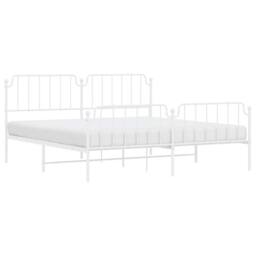 Berkfield Home Metal Bed Frame with Headboard & Footboard White 193x203 cm - thumbnail 4