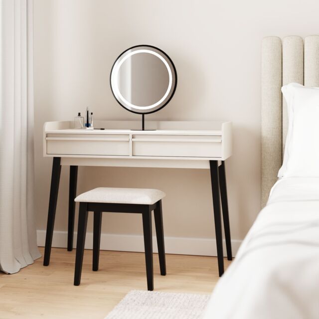 GFW Phoebe Dressing Table with LED Mirror & Stool in Natural - image 1