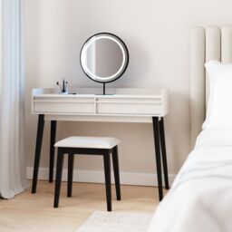 GFW Phoebe Dressing Table with LED Mirror & Stool in Natural - thumbnail 2