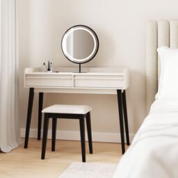 GFW Phoebe Dressing Table with LED Mirror & Stool in Natural - thumbnail 1
