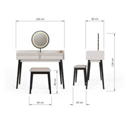 GFW Phoebe Dressing Table with LED Mirror & Stool in Natural - thumbnail 7