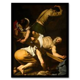 Artery8 Crucifixion of St. Peter Caravaggio Framed Wall Art Print in Brown - Size: A4 - thumbnail 1