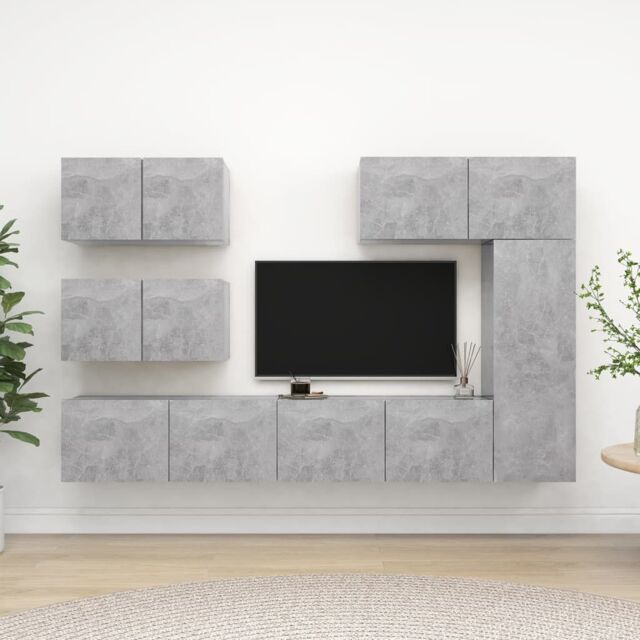 Berkfield Home 6 Piece TV Cabinet Set Concrete Grey Engineered Wood - image 1