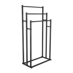 KORVIXA Freestanding Towel Rack, 3-Tier Steel Towel in Black - Size: W600mm x H600mm