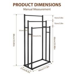 KORVIXA Freestanding Towel Rack, 3-Tier Steel Towel in Black - Size: W600mm x H600mm - thumbnail 2