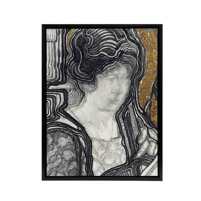 "Artery8 Woman Portrait Playing Cello Reijer Stolk Framed Canvas Wall Art Print in Grey - Size: W12"" x H16""" - image 1