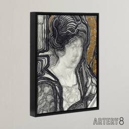 "Artery8 Woman Portrait Playing Cello Reijer Stolk Framed Canvas Wall Art Print in Grey - Size: W12"" x H16""" - thumbnail 2