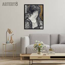 "Artery8 Woman Portrait Playing Cello Reijer Stolk Framed Canvas Wall Art Print in Grey - Size: W12"" x H16""" - thumbnail 3
