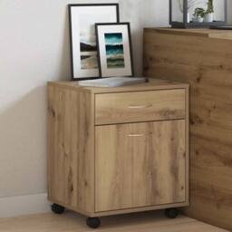 Berkfield Home Rolling Cabinet Artisan Oak 45x38x54 cm Engineered Wood in Brown - Size: 45 x 38 x 54 cm - thumbnail 4