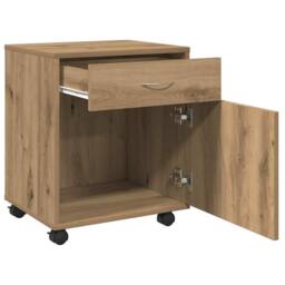 Berkfield Home Rolling Cabinet Artisan Oak 45x38x54 cm Engineered Wood in Brown - Size: 45 x 38 x 54 cm - thumbnail 8