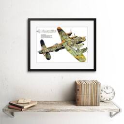 "Artery8 War Plane Bomber Avro Lancaster Cutaway WWII UK 12x16"" Framed Art in Green - Size: W12"" x H16""" - thumbnail 2