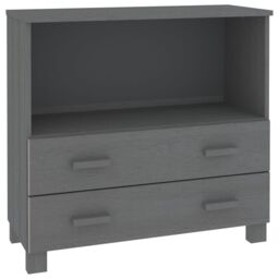 Berkfield Home Sideboard HAMAR Dark Grey 85x35x80 cm Solid Wood Pine - Size: 85 x 35 x 80 cm - thumbnail 2