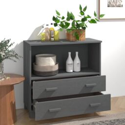 Berkfield Home Sideboard HAMAR Dark Grey 85x35x80 cm Solid Wood Pine - Size: 85 x 35 x 80 cm - thumbnail 3
