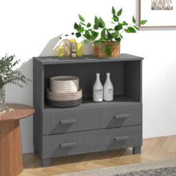Berkfield Home Sideboard HAMAR Dark Grey 85x35x80 cm Solid Wood Pine - Size: 85 x 35 x 80 cm - thumbnail 1