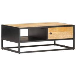 Berkfield Home Coffee Table with Carved Door 90x55x36 cm Rough Mango Wood in Brown - Size: 90 x 55 x 36 cm - thumbnail 8