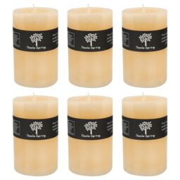 Nicola Spring Round Vanilla Pillar Candles - 110 Hours - Cream - Pack of 6 in Beige - thumbnail 1
