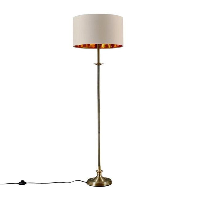 ValueLights Belmont Antique Brass Floor Lamp in Metallic Gold - image 1
